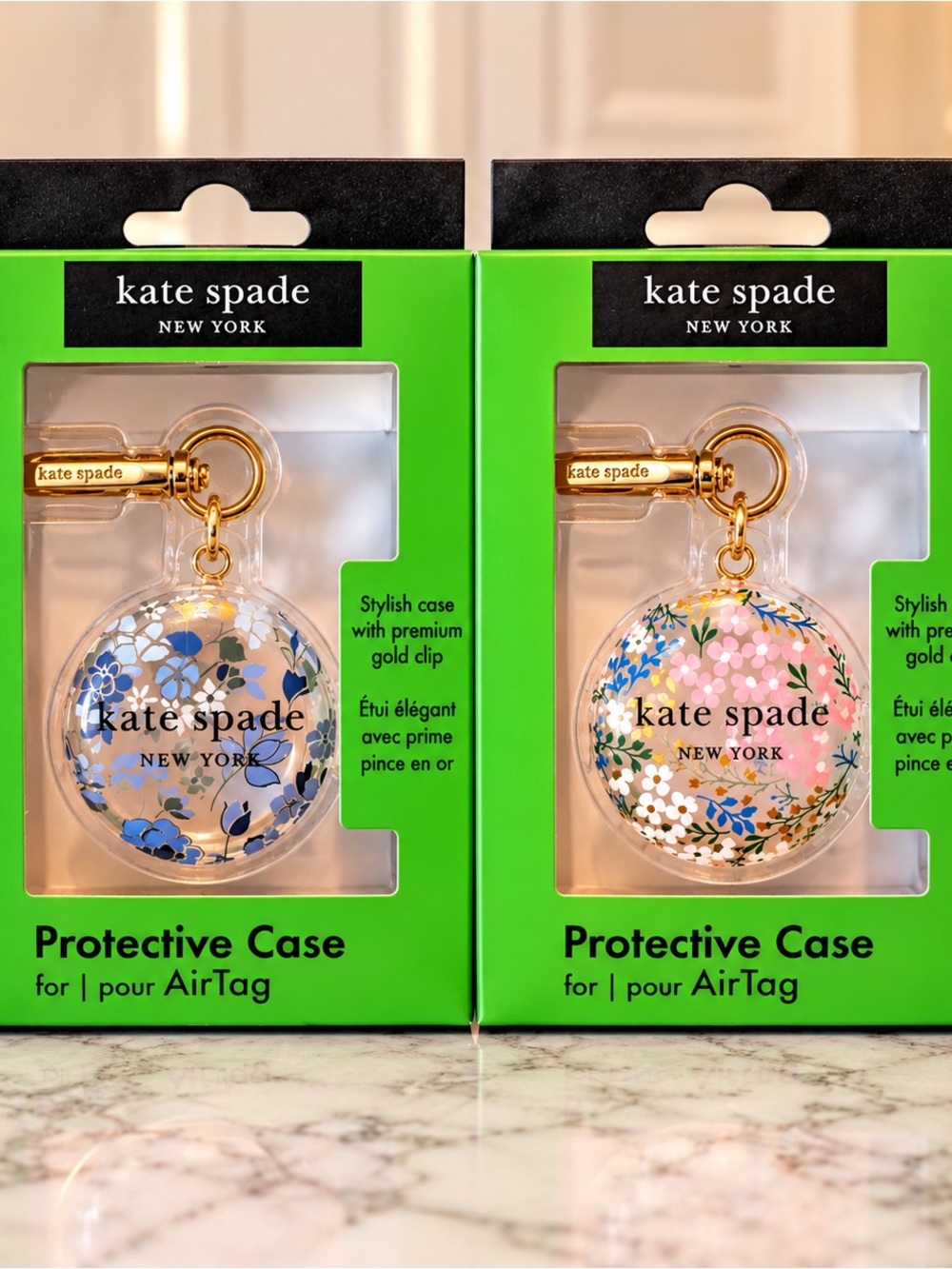 Kate Spade AirTag Protective Case Keychain Gold Clip – Choose Style